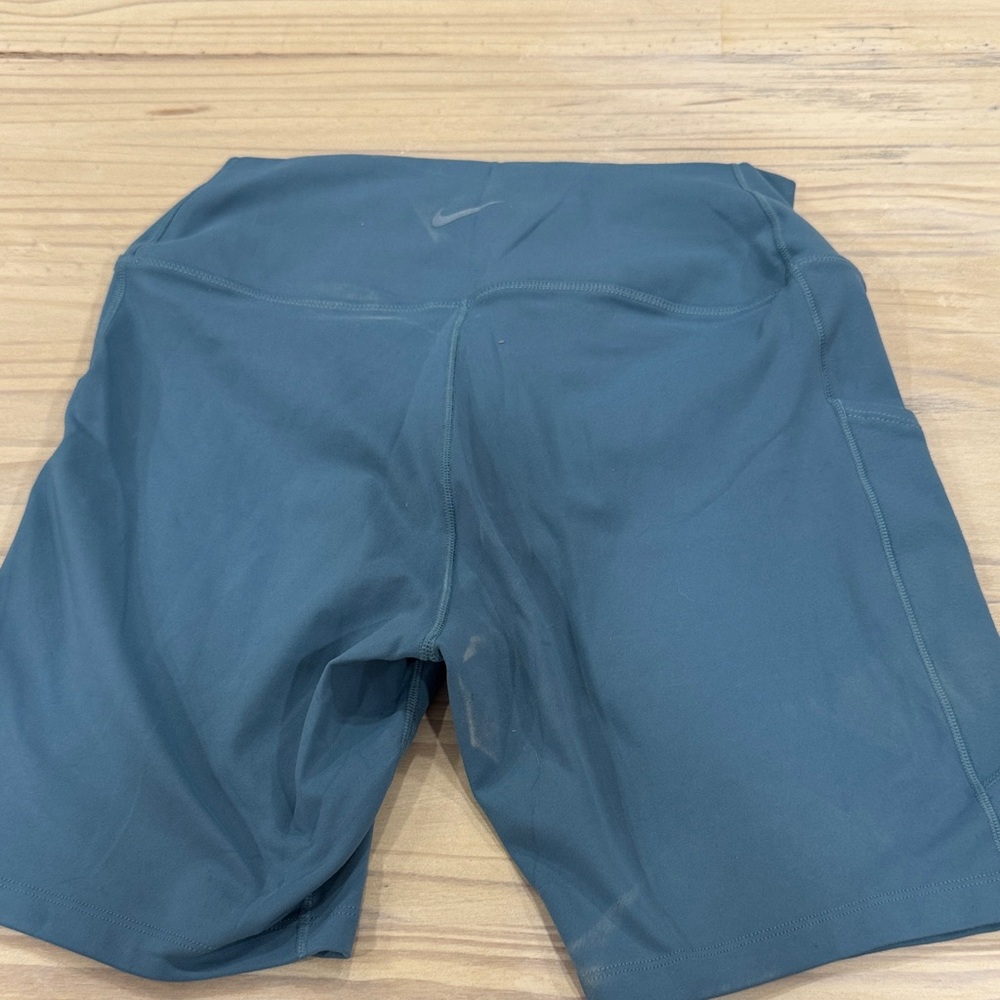 Nike Teal-Blue Performance Bike Shorts with Swoosh
